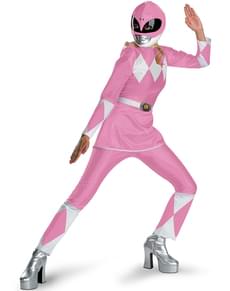 Rosa Power Rangers Kostyme Voksen