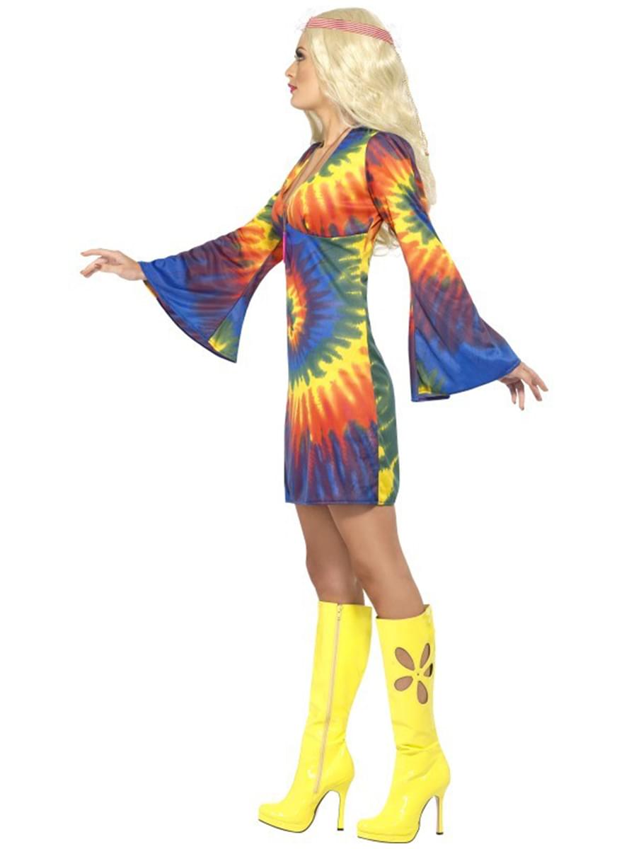 Vestito Hippie Donna Annees 70 Costume Da Discoteca Da Donna Con Accessorio  Hippie Costumi Anni 60, image size:889x1200