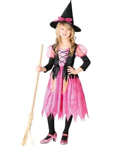 Costume strega rosa da bambina