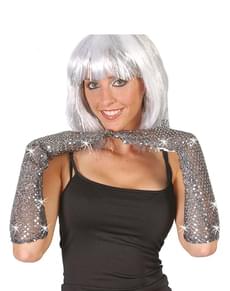 Guantes de lentejuelas plateados