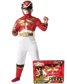 Power Ranger rødt Megaforce kostume til drenge i kasse