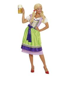 Dirndl Kostüm für Damen violett-grün