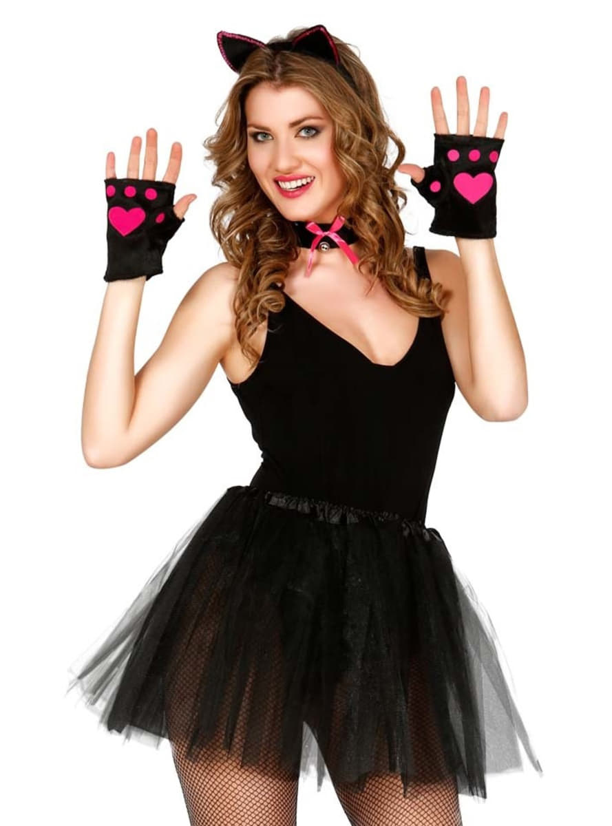 FLOFIA Kit Disfraz de Gato Accesorios Diadema de Gato Orejas de Gato Collar Choker Terciopelo con Campana Suministros para Mujer Niña Disfraces Fiesta Halloween Cumpleaños Cosplay Blanco Negro 