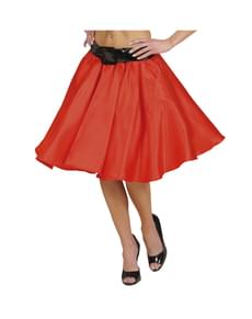 Womens Red Sateen Skirt with Slip