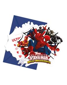 Sett med 6 Ultimate Spiderman Web Warriors Invitasjoner