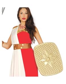 Guldfarvet romersk skjold til voksne