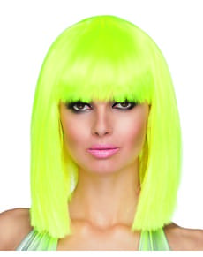 Perruque dance jaune néon femme