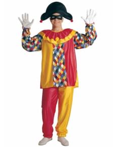 Multifarvet harlekinkostume til mænd