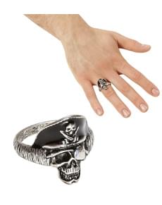 Bague tête de mort capitaine pirate adulte