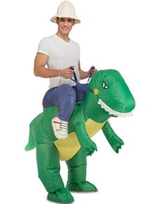 Costume da dinosauro domato ginfiabile per adulto