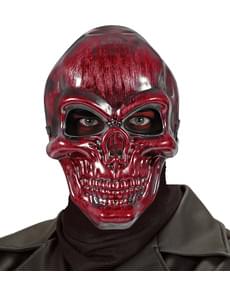 Masque tête de mort rouge métallisée adulte