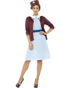 Vintage Krankenschwester Kostüm blau für Damen